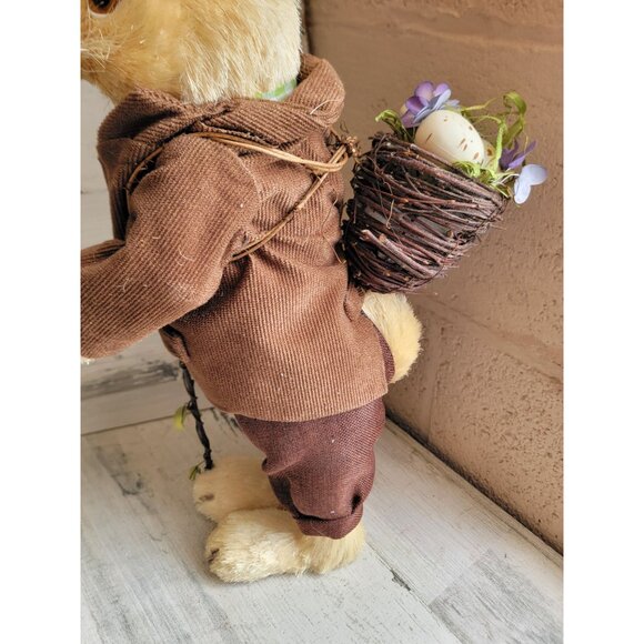 Pier 1 sisal brush Easter Bunny rabbit 22" bottle spring boy flower basket cane - Picture 8 of 9